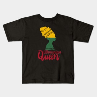 Lithuanian Queen Lithuania Flag Afro Roots Kids T-Shirt